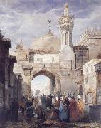 Adrien Dauzats Mosque of Al Azhar in Cairo oil painting